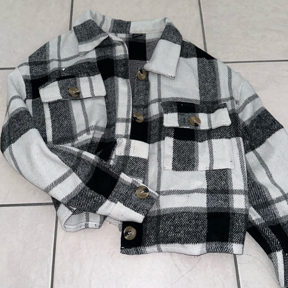 Black & white checkered cardigan